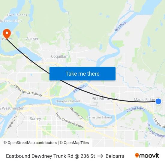 Eastbound Dewdney Trunk Rd @ 236 St to Belcarra map