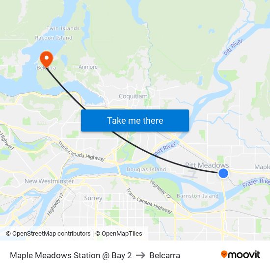 Maple Meadows Station @ Bay 2 to Belcarra map