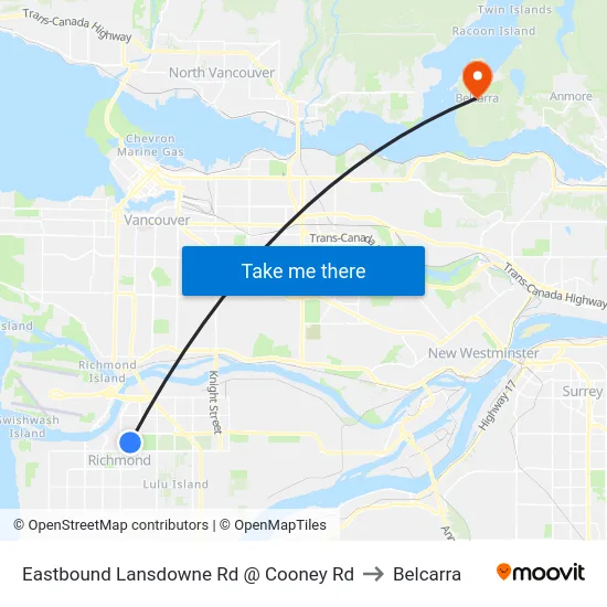 Eastbound Lansdowne Rd @ Cooney Rd to Belcarra map