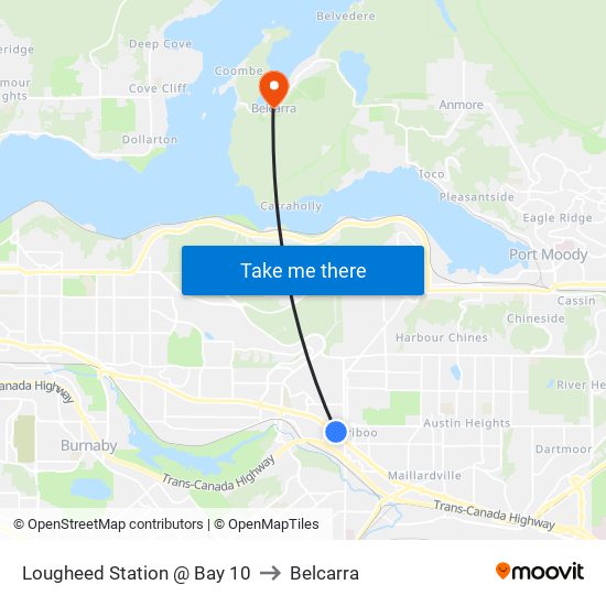 Lougheed Station @ Bay 10 to Belcarra map