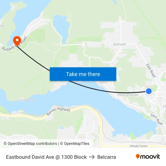 Eastbound David Ave @ 1300 Block to Belcarra map