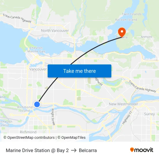 Marine Drive Station @ Bay 2 to Belcarra map