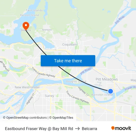 Eastbound Fraser Way @ Bay Mill Rd to Belcarra map