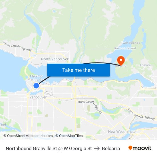 Northbound Granville St @ W Georgia St to Belcarra map