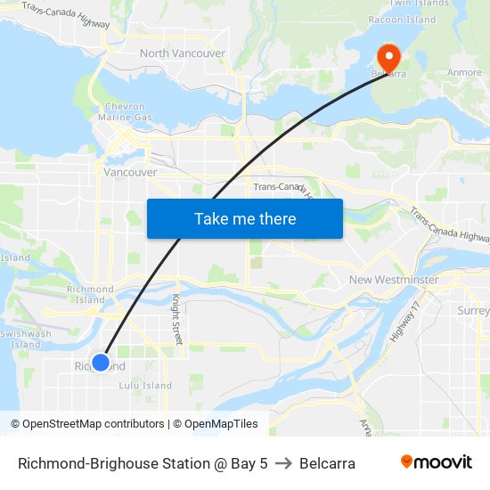 Richmond-Brighouse Station @ Bay 5 to Belcarra map