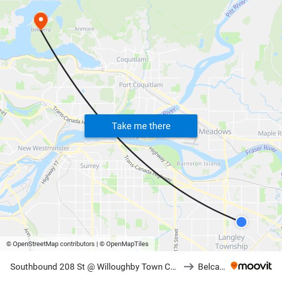 Southbound 208 St @ Willoughby Town Centre Dr to Belcarra map