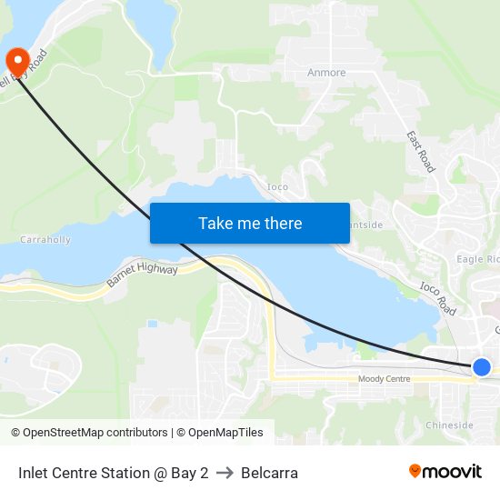 Inlet Centre Station @ Bay 2 to Belcarra map