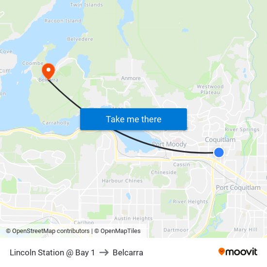 Lincoln Station @ Bay 1 to Belcarra map