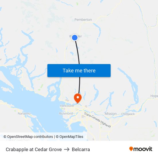 Crabapple at Cedar Grove to Belcarra map