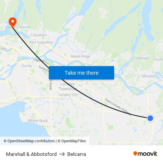 Marshall & Abbotsford to Belcarra map