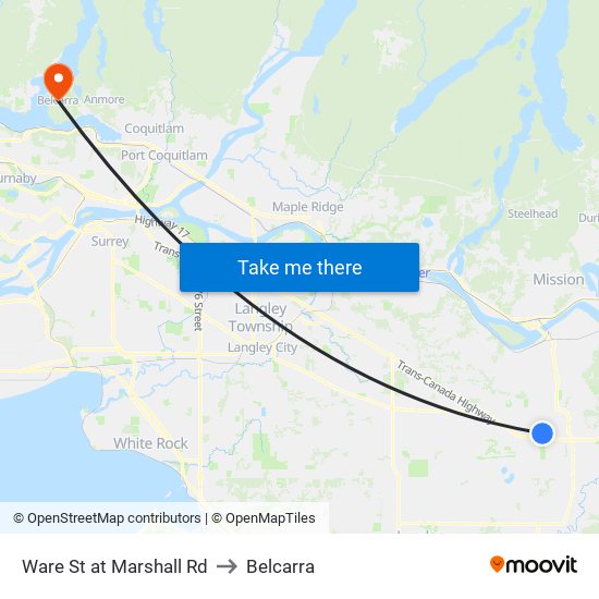 Ware & Marshall to Belcarra map