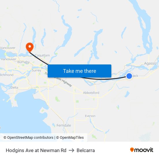 Hodgins & Newman to Belcarra map