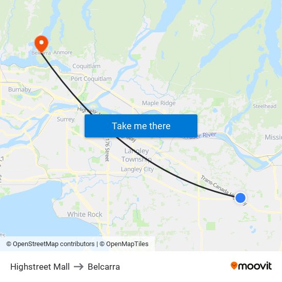 Highstreet Mall to Belcarra map