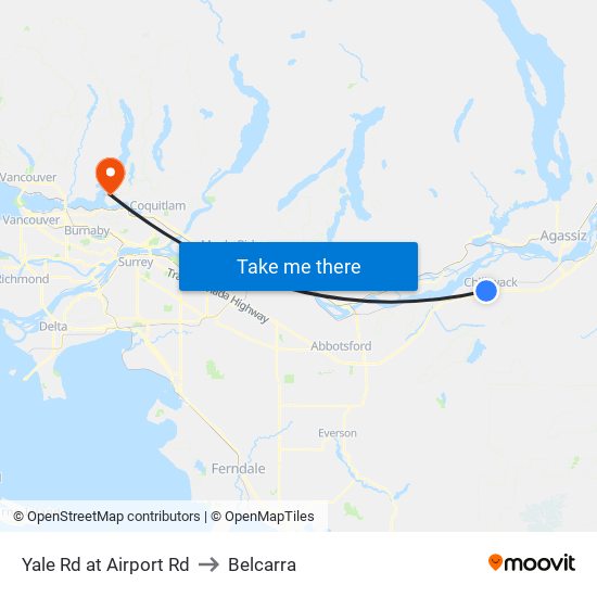 Yale & Airport to Belcarra map