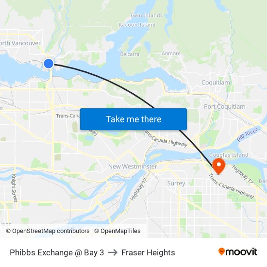 Phibbs Exchange @ Bay 3 to Fraser Heights map