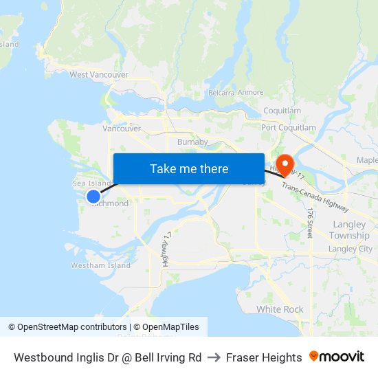 Westbound Inglis Dr @ Bell Irving Rd to Fraser Heights map