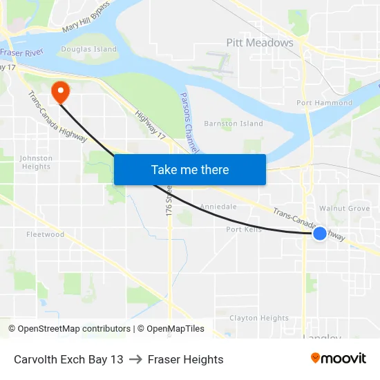 Carvolth Exch Bay 13 to Fraser Heights map