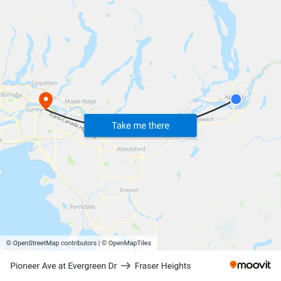Pioneer Ave at Evergreen Dr to Fraser Heights map