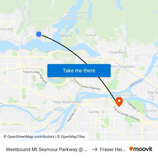 Westbound Mt Seymour Parkway @ Apex Ave to Fraser Heights map