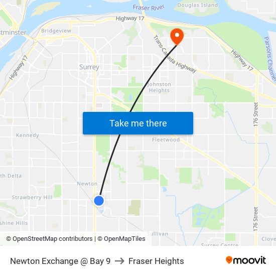 Newton Exchange @ Bay 9 to Fraser Heights map