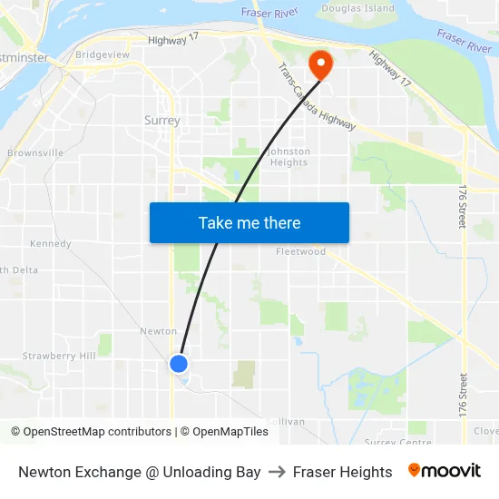 Newton Exchange @ Unloading Bay to Fraser Heights map