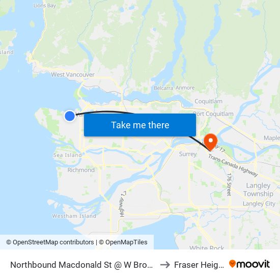 Northbound Macdonald St @ W Broadway to Fraser Heights map