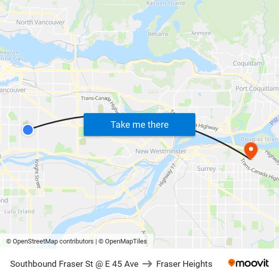 Southbound Fraser St @ E 45 Ave to Fraser Heights map