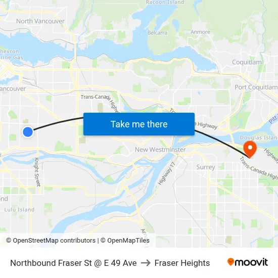 Northbound Fraser St @ E 49 Ave to Fraser Heights map