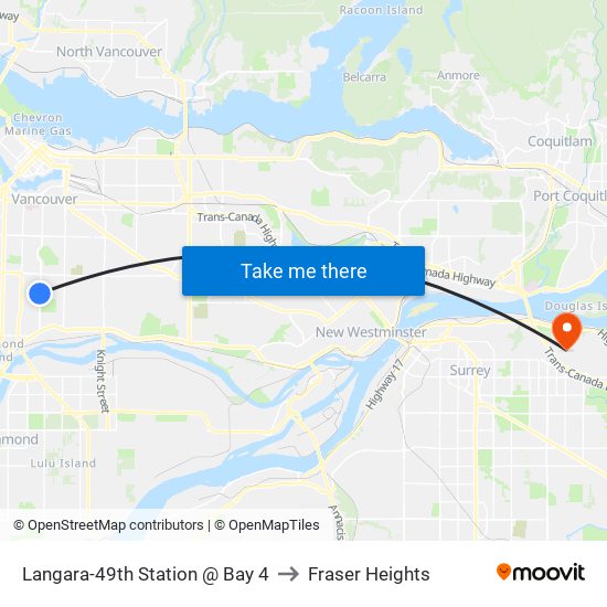 Langara-49th Station @ Bay 4 to Fraser Heights map