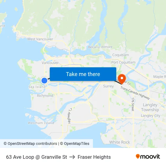 63 Ave Loop @ Granville St to Fraser Heights map