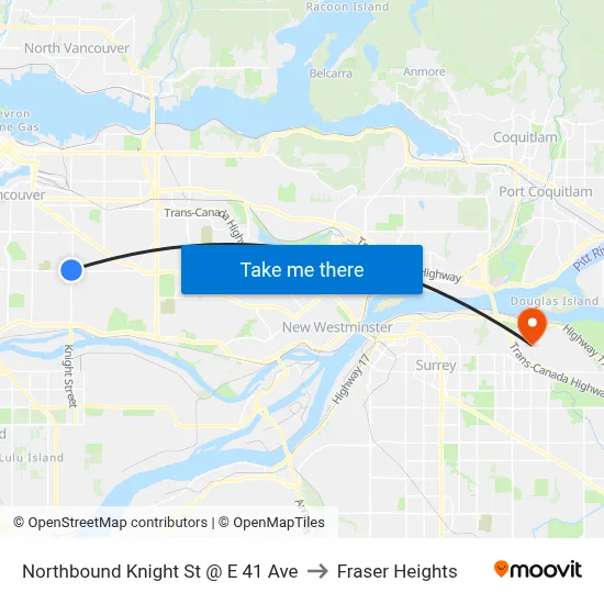 Northbound Knight St @ E 41 Ave to Fraser Heights map