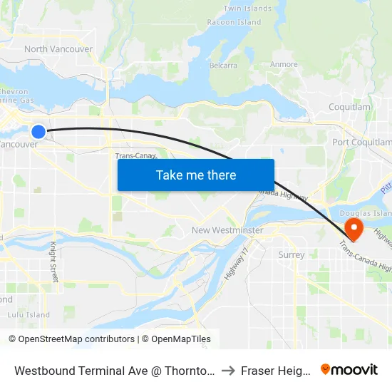 Westbound Terminal Ave @ Thornton St to Fraser Heights map