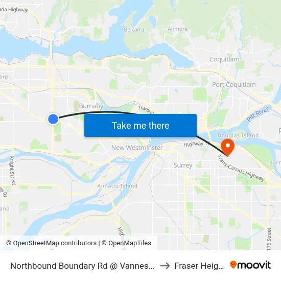 Northbound Boundary Rd @ Vanness Ave to Fraser Heights map