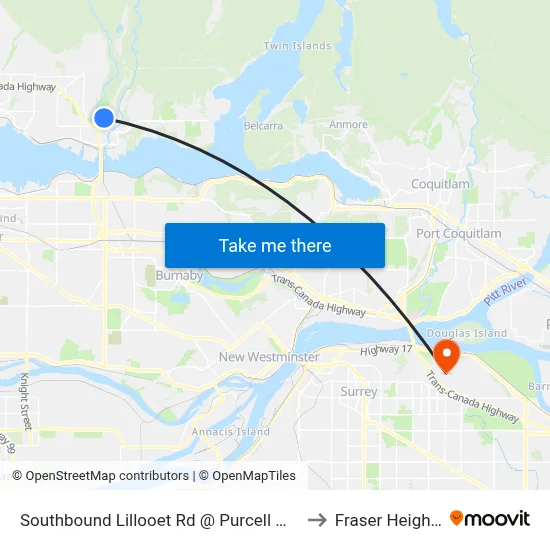 Southbound Lillooet Rd @ Purcell Way to Fraser Heights map