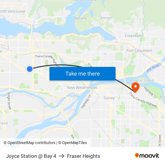 Joyce Station @ Bay 4 to Fraser Heights map