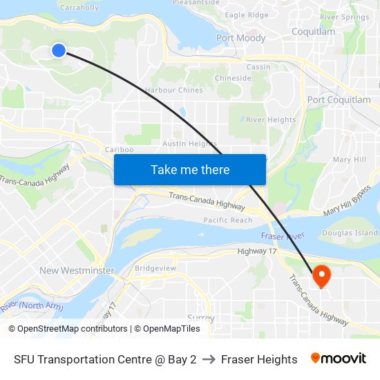 SFU Transportation Centre @ Bay 2 to Fraser Heights map