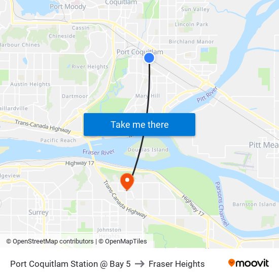 Port Coquitlam Station @ Bay 5 to Fraser Heights map