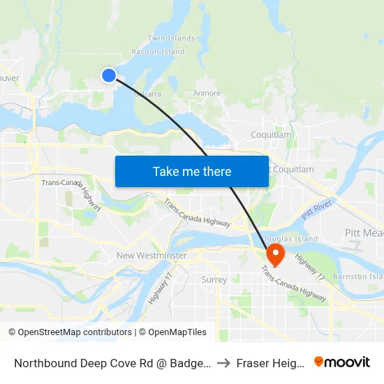Northbound Deep Cove Rd @ Badger Rd to Fraser Heights map
