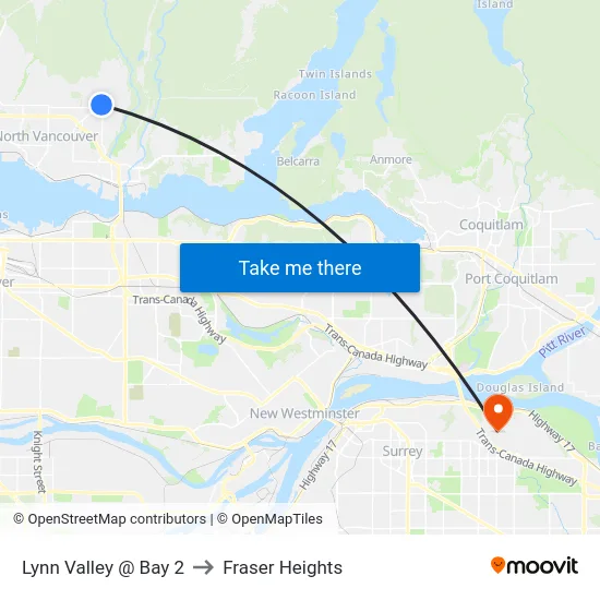 Lynn Valley @ Bay 2 to Fraser Heights map