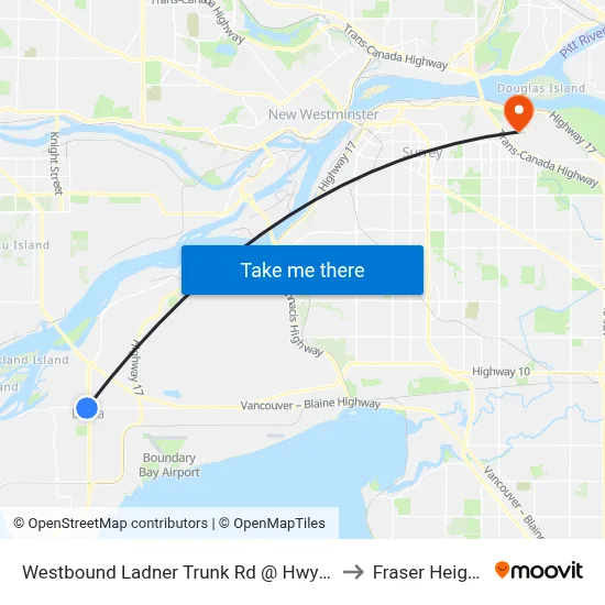 Westbound Ladner Trunk Rd @ Hwy 17a to Fraser Heights map