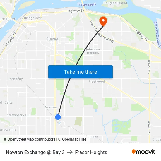 Newton Exchange @ Bay 3 to Fraser Heights map