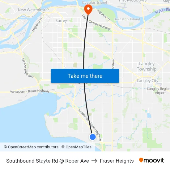 Southbound Stayte Rd @ Roper Ave to Fraser Heights map