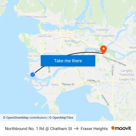 Northbound No. 1 Rd @ Chatham St to Fraser Heights map