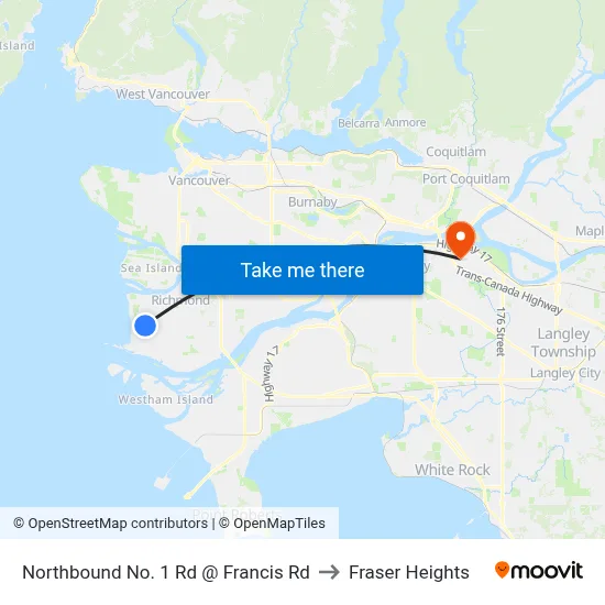 Northbound No. 1 Rd @ Francis Rd to Fraser Heights map