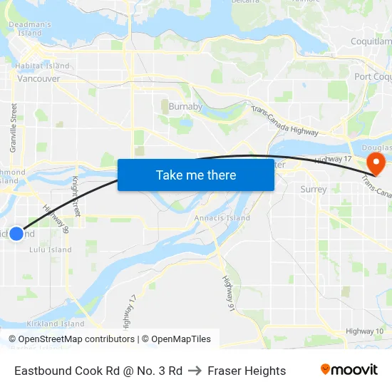 Eastbound Cook Rd @ No. 3 Rd to Fraser Heights map