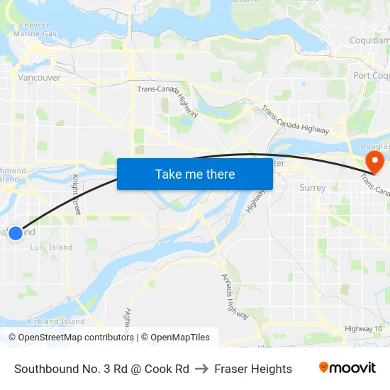 Southbound No. 3 Rd @ Cook Rd to Fraser Heights map