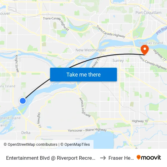 Entertainment Blvd @ Riverport Recreation Complex to Fraser Heights map