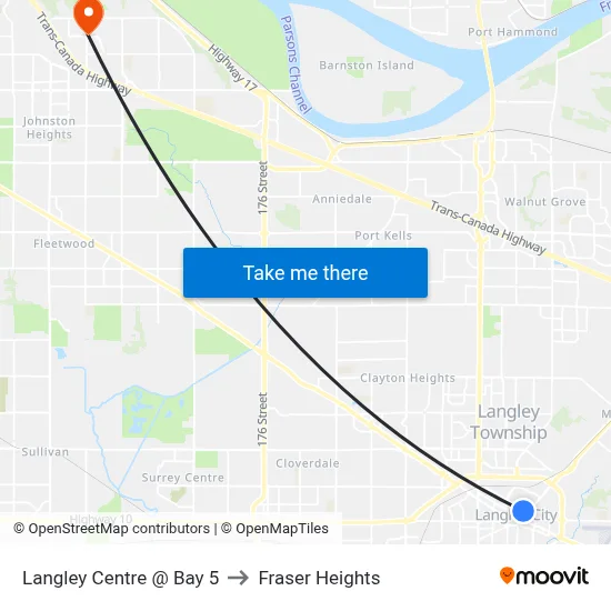 Langley Centre @ Bay 5 to Fraser Heights map