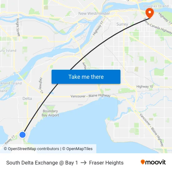 South Delta Exchange @ Bay 1 to Fraser Heights map