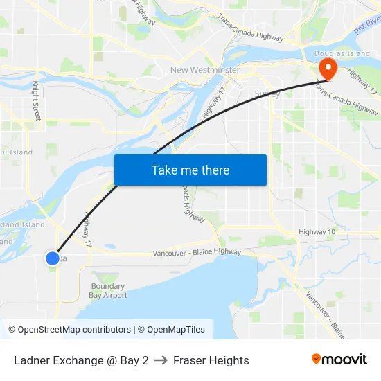 Ladner Exchange @ Bay 2 to Fraser Heights map